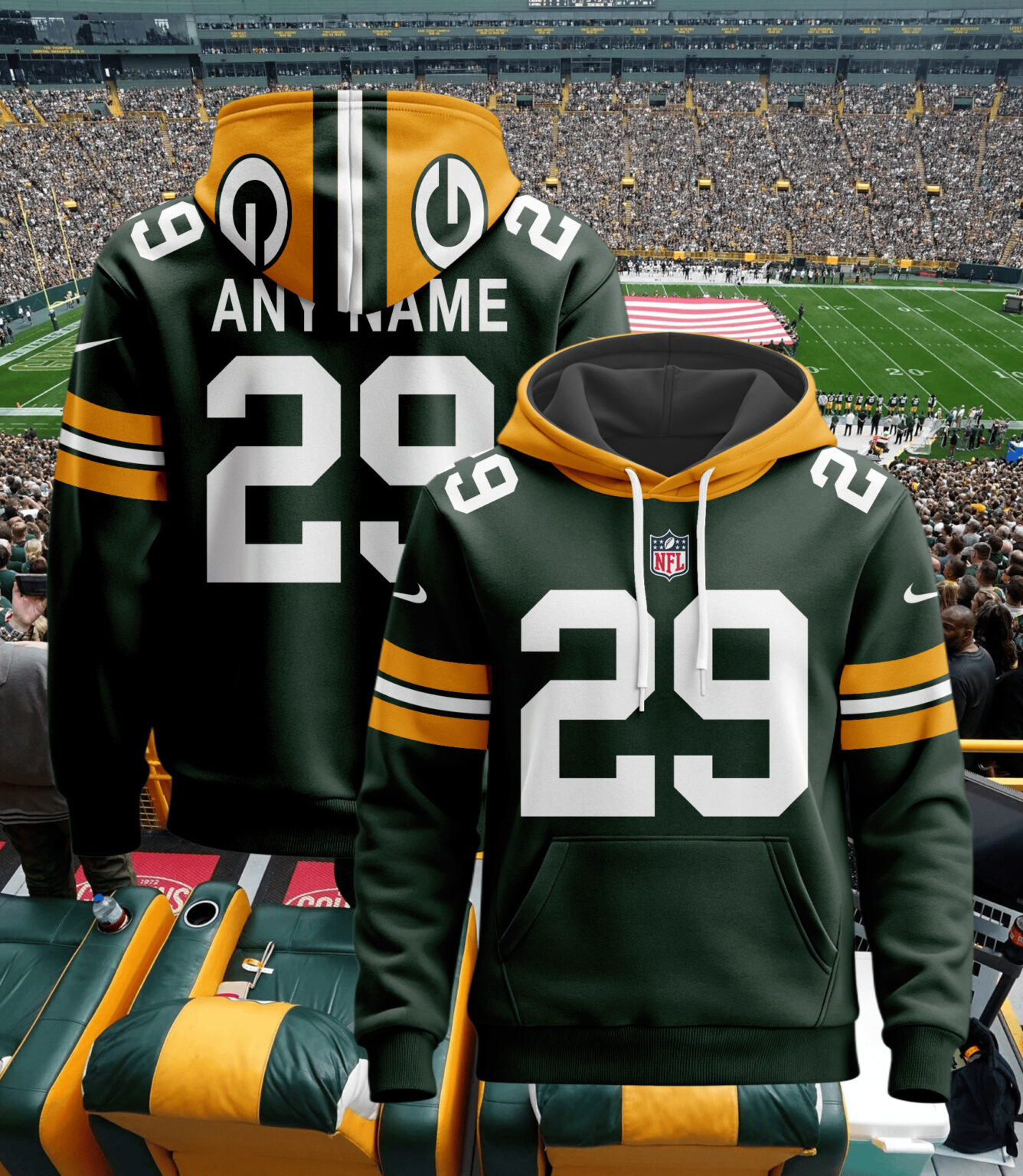 Green Bay Packers Hoodie Style Jersey Custom Name And Number Tehody Store