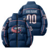 Columbus Blue Jackets Stand Collar Puffer Jacket Custom Name And Number