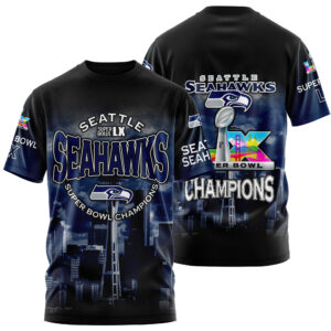 Seattle Seahawks Super Bowl LX Champions Style 3D T-Shirt