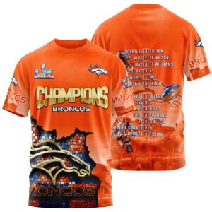 Denver Broncos Super Bowl LX Champions Style 3D T-Shirt