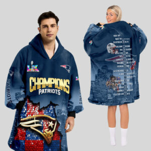 New England Patriots Super Bowl LX Champions Style Blanket Hoodie