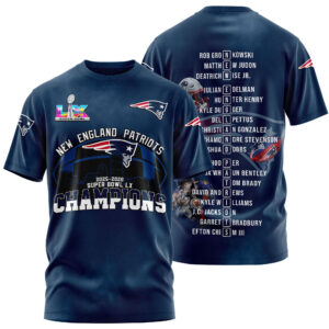 New England Patriots Super Bowl LX Champions Style 3D T-Shirt
