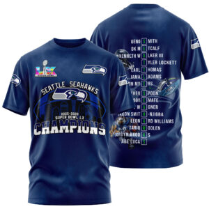 Seattle Seahawks Super Bowl LX Champions Style 3D T-Shirt