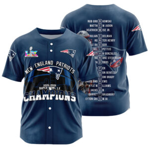 New England Patriots Super Bowl LX Champions Style Baseball Jersey