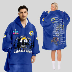Los Angeles Rams Super Bowl LX Champions Style Blanket Hoodie