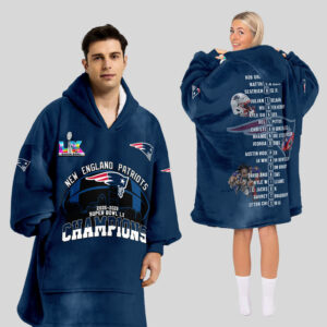 New England Patriots Super Bowl LX Champions Style Blanket Hoodie