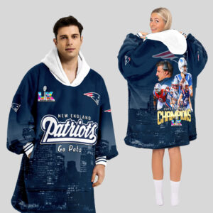 New England Patriots Super Bowl LX Champions Style Blanket Hoodie