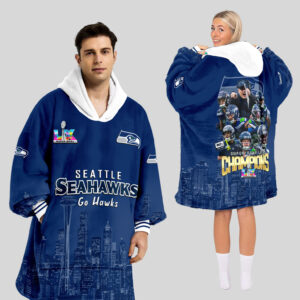 Seattle Seahawks Super Bowl LX Champions Style Blanket Hoodie
