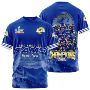 Los Angeles Rams Super Bowl LX Champions Style 3D T-Shirt