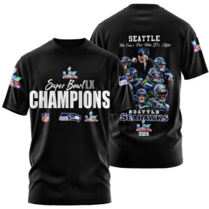 Seattle Seahawks Super Bowl LX Champions Style 3D T-Shirt