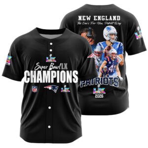 New England Patriots Super Bowl LX Champions Style Baseball Jersey