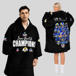 Los Angeles Rams Super Bowl LX Champions Style Blanket Hoodie