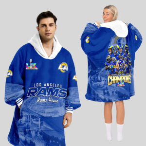 Los Angeles Rams Super Bowl LX Champions Style Blanket Hoodie