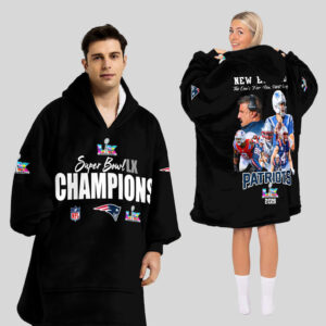 New England Patriots Super Bowl LX Champions Style Blanket Hoodie