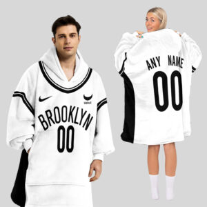 Brooklyn Nets Blanket Hoodie Custom Name And Number