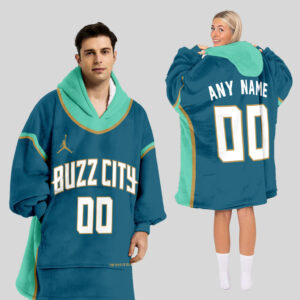 Charlotte Hornets Blanket Hoodie Custom Name And Number