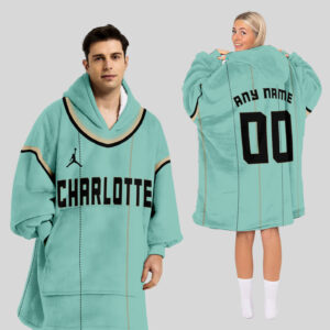 Charlotte Hornets Blanket Hoodie Custom Name And Number
