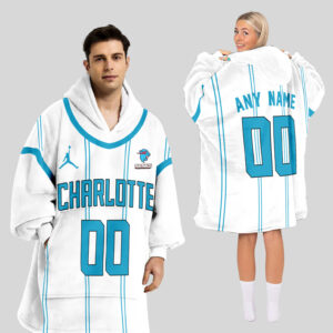 Charlotte Hornets Blanket Hoodie Custom Name And Number