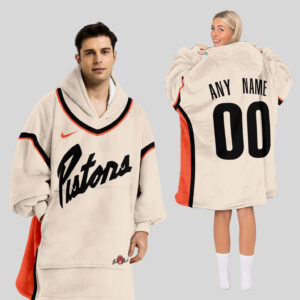 Detroit Pistons Blanket Hoodie Custom Name And Number