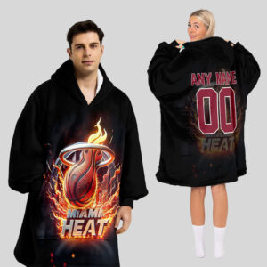 Miami Heat Blanket Hoodie Custom Name And Number