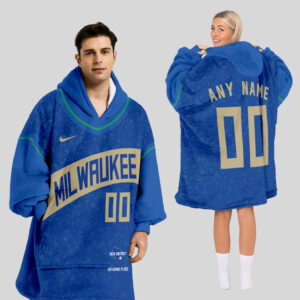 Milwaukee Bucks Blanket Hoodie Custom Name And Number