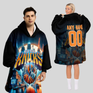 New York Knicks Blanket Hoodie Custom Name And Number