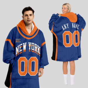 New York Knicks Blanket Hoodie Custom Name And Number