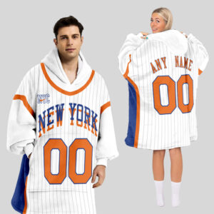 New York Knicks Blanket Hoodie Custom Name And Number