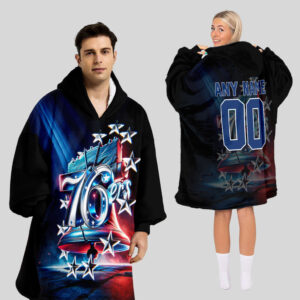 Philadelphia 76ers Blanket Hoodie Custom Name And Number