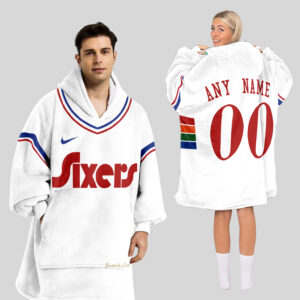 Philadelphia 76ers Blanket Hoodie Custom Name And Number