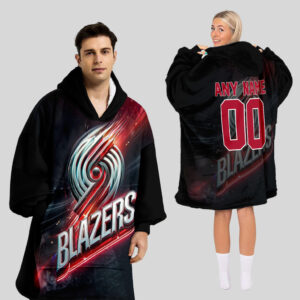 Portland Trail Blazers Blanket Hoodie Custom Name And Number