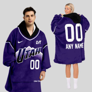Utah Jazz Blanket Hoodie Custom Name And Number
