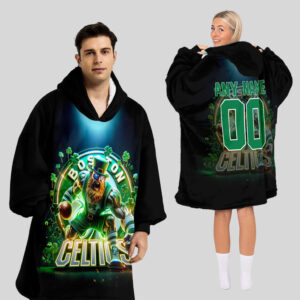 Boston Celtics Blanket Hoodie Custom Name And Number