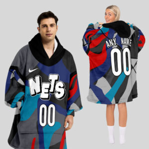 Brooklyn Nets Blanket Hoodie Custom Name And Number