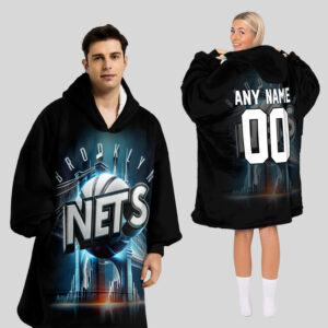 Brooklyn Nets Blanket Hoodie Custom Name And Number