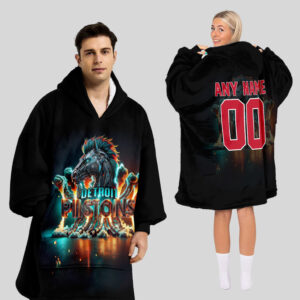 Detroit Pistons Blanket Hoodie Custom Name And Number