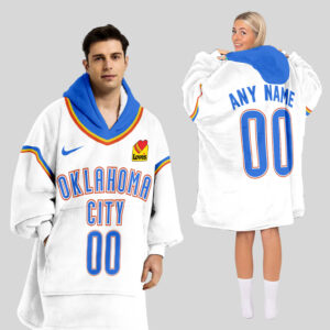 Oklahoma City Thunder Blanket Hoodie Custom Name And Number