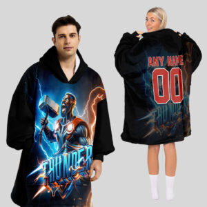 Oklahoma City Thunder Blanket Hoodie Custom Name And Number