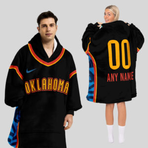 Oklahoma City Thunder Blanket Hoodie Custom Name And Number
