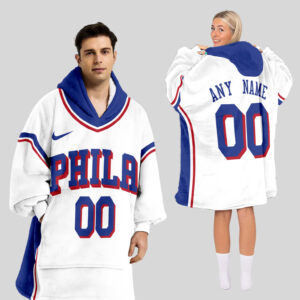 Philadelphia 76ers Blanket Hoodie Custom Name And Number