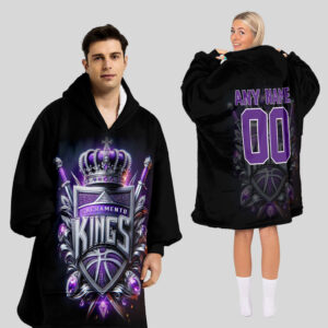 Sacramento Kings Blanket Hoodie Custom Name And Number