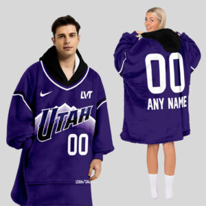 Utah Jazz Blanket Hoodie Custom Name And Number